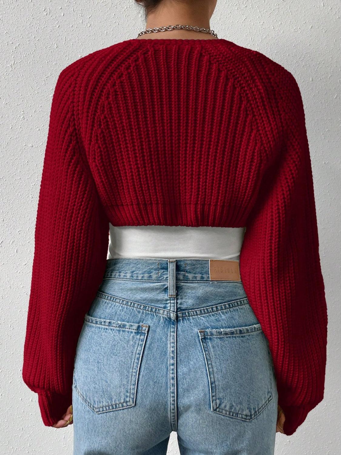 Honey Open Front Long Sleeve Cropped Cardigan Carauana Store