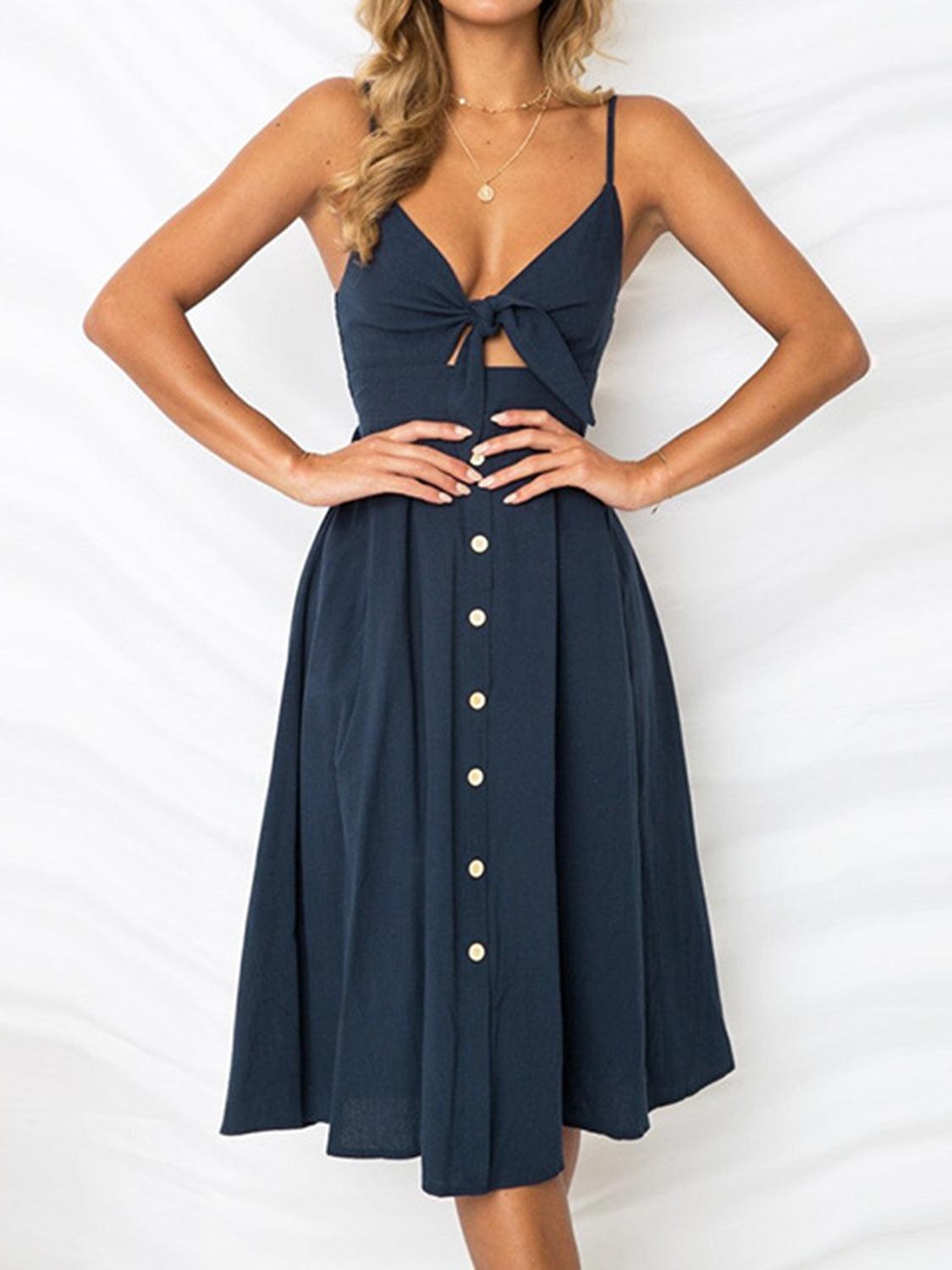Cutout Smocked Sweetheart Neck Cami Dress Carauana Store