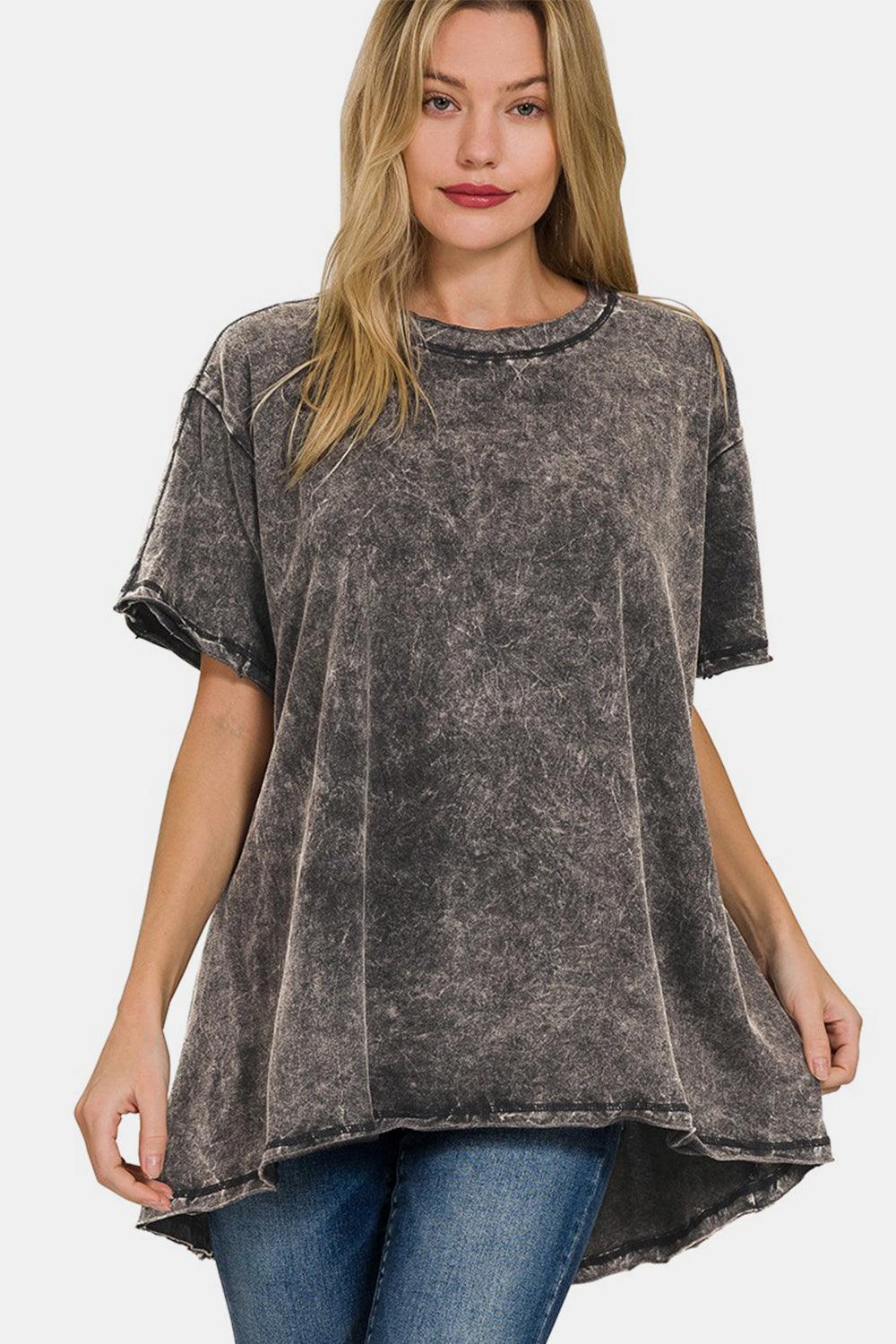 Zenana Round Neck Dropped Shoulder Blouse Carauana Store