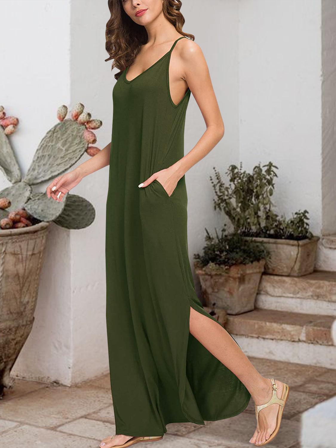 Slit Scoop Neck Sleeveless Dress Carauana Store