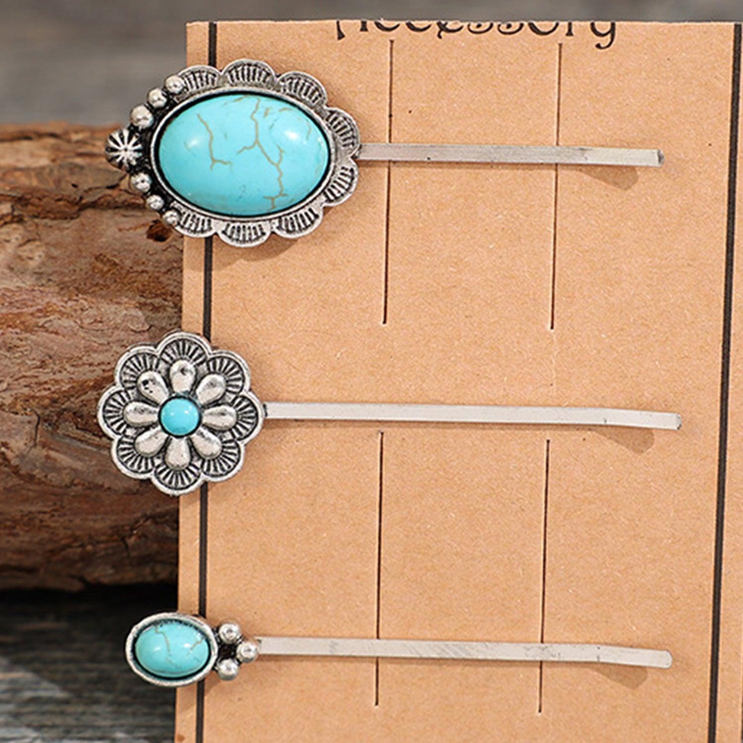 3 PCS/Set Artificial Turquoise Hair Pins Carauana Store