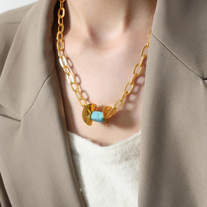 Natural Stone Pendant Titanium Steel Necklace Carauana Store