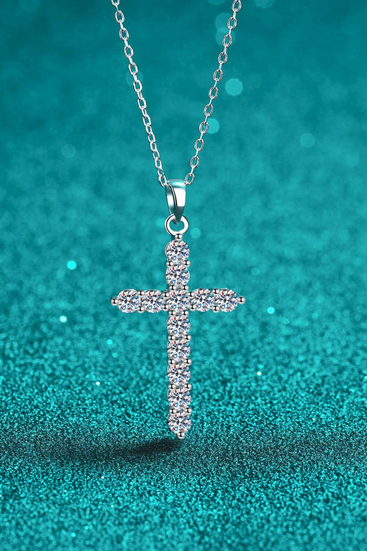 Adored 925 Sterling Silver Cross Moissanite Necklace Carauana Store