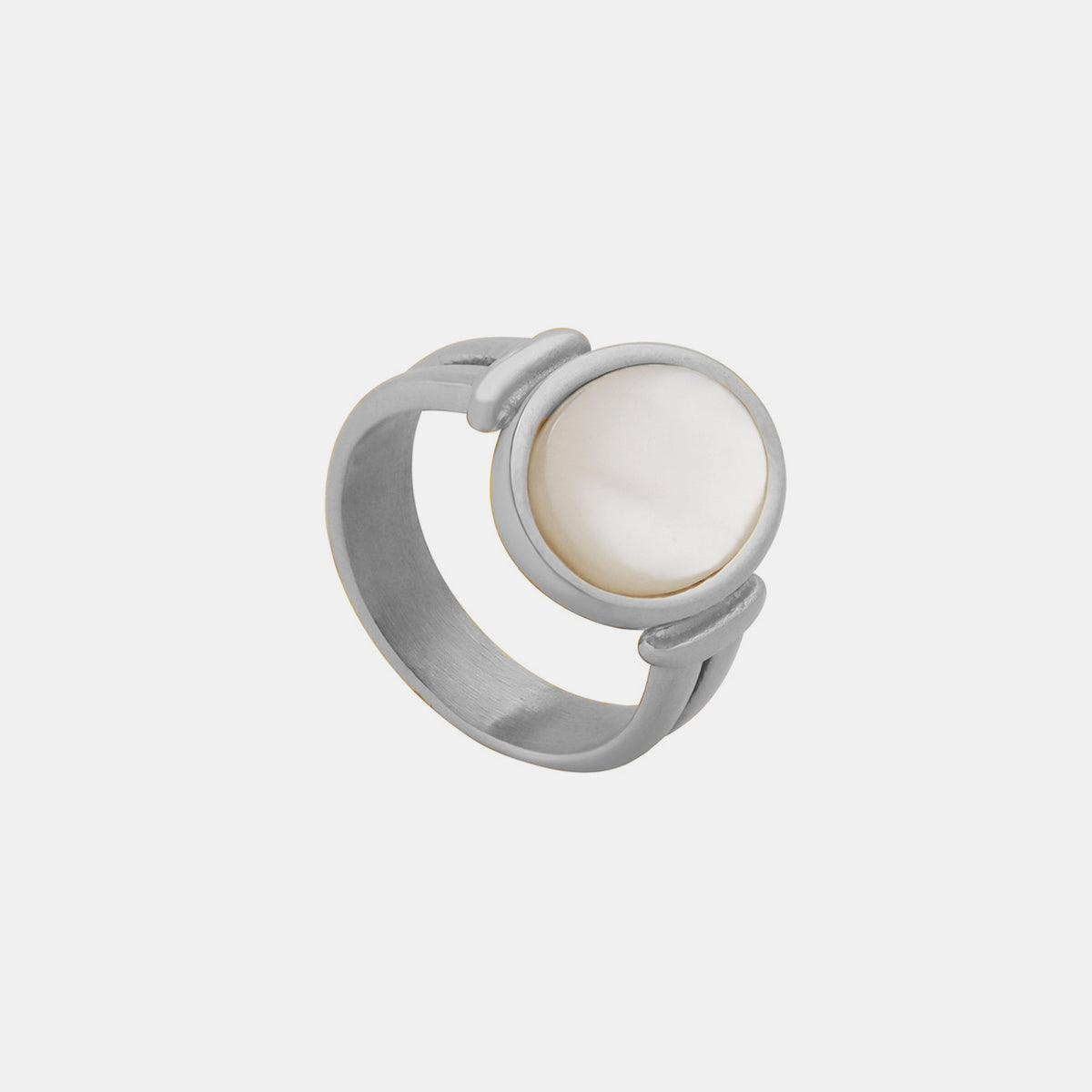 Titanium Steel White Sea Shell Ring CaRaUaNa Fashion