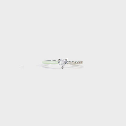 Heart Shape Inlaid Zircon Enamel Ring Carauana Store