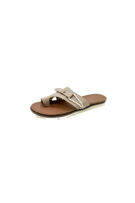 Toe Loop PU Leather Flat Sandals Carauana Store