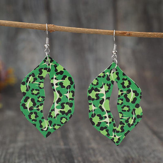 Leopard Lip Shape Leather Earrings Carauana Store