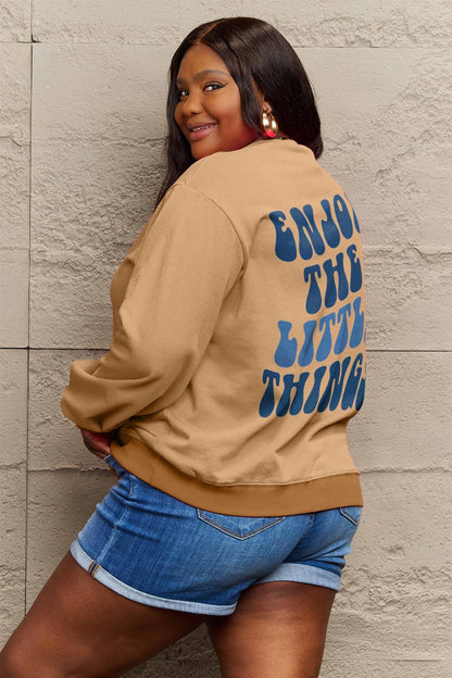 Simply Love Full Size ENJOY THE LITTLE THINGS Round Neck Sweatshirt Carauana Store