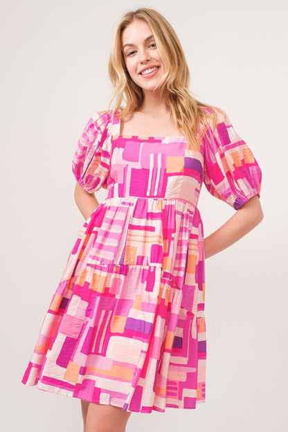 And The Why Color Block Puff Sleeve Dress Carauana Store