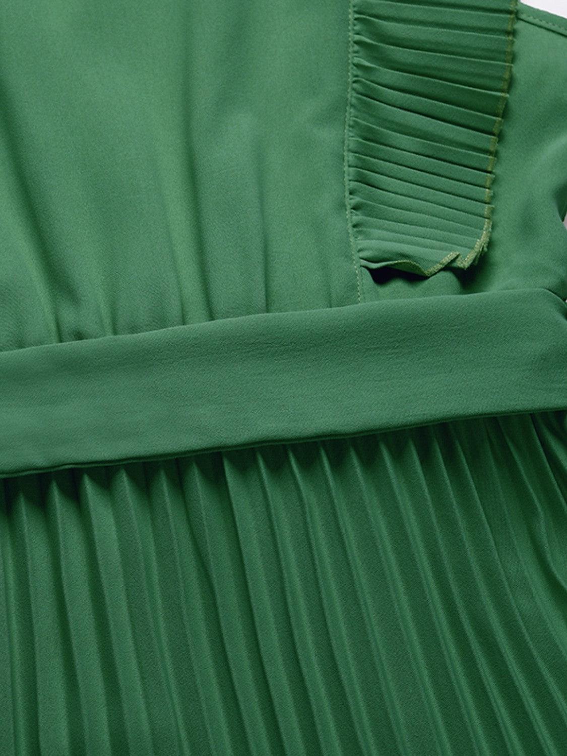 Tied Surplice Cap Sleeve Pleated Dress Carauana Store