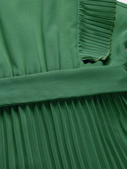 Tied Surplice Cap Sleeve Pleated Dress Carauana Store