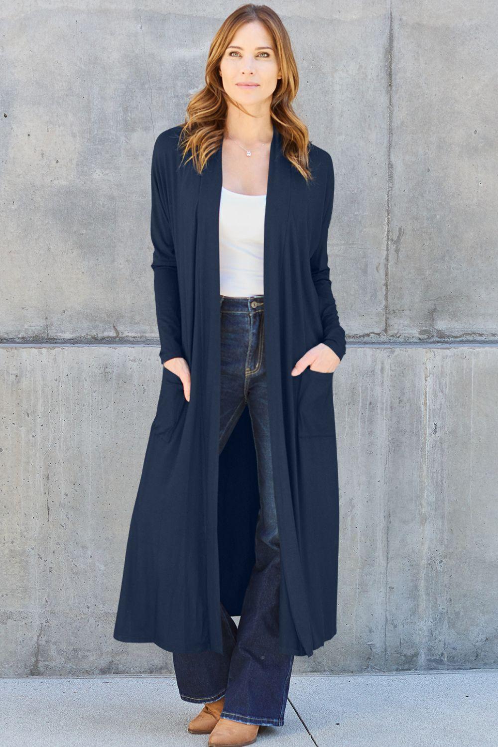 Basic Bae Full Size Open Front Long Sleeve Cover Up Carauana Store
