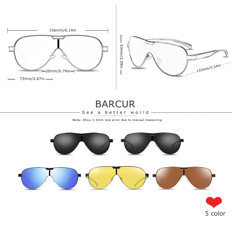 BARCUR Man Sunglasses for Men Polarized Sun Glasses For Women Eyeglasses Eyewear Accessory - CaRaUaNa Fashion