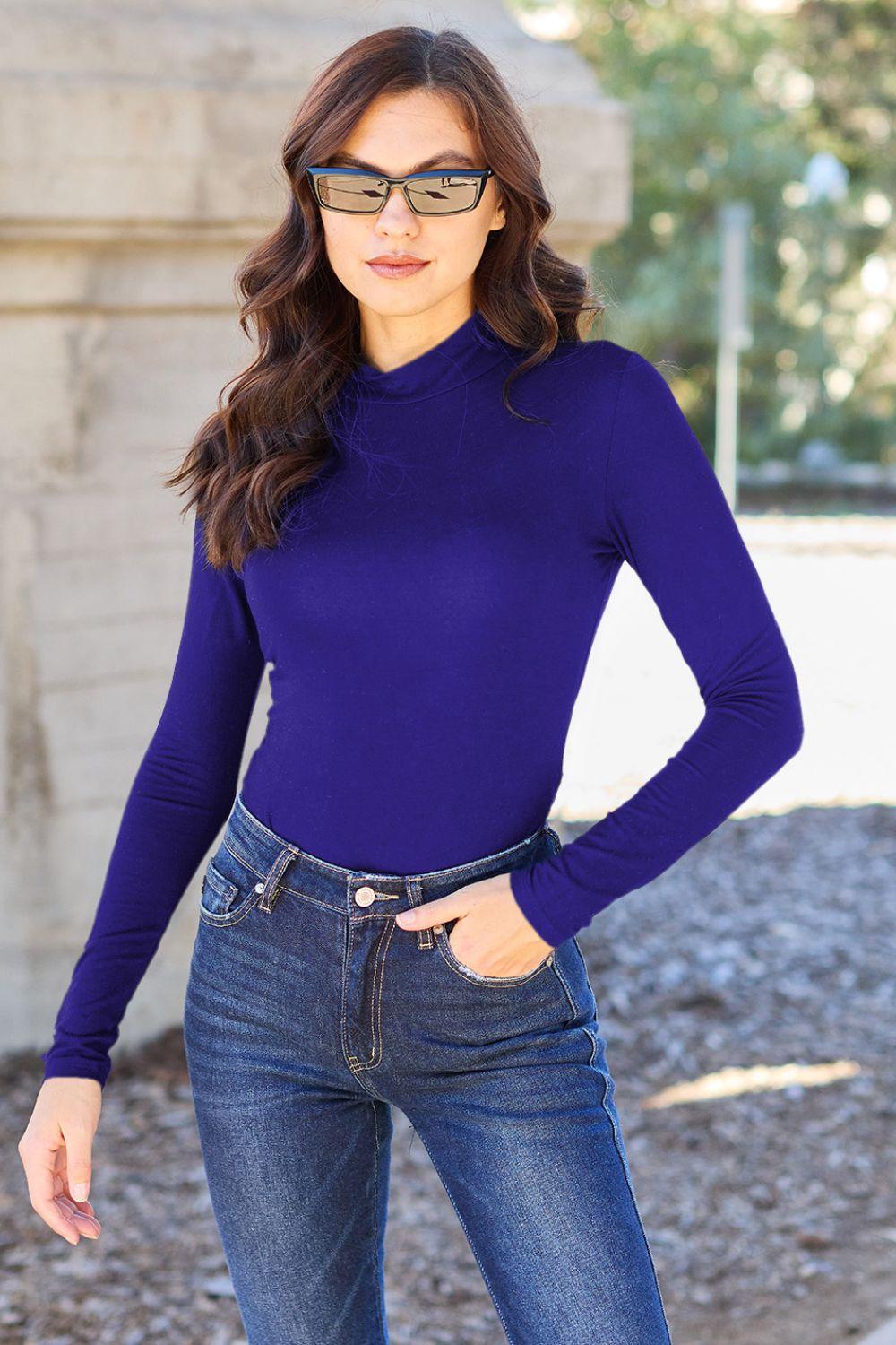 Basic Bae Full Size Mock Neck Long Sleeve Bodysuit Carauana Store
