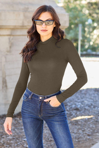 Basic Bae Full Size Mock Neck Long Sleeve Bodysuit Carauana Store
