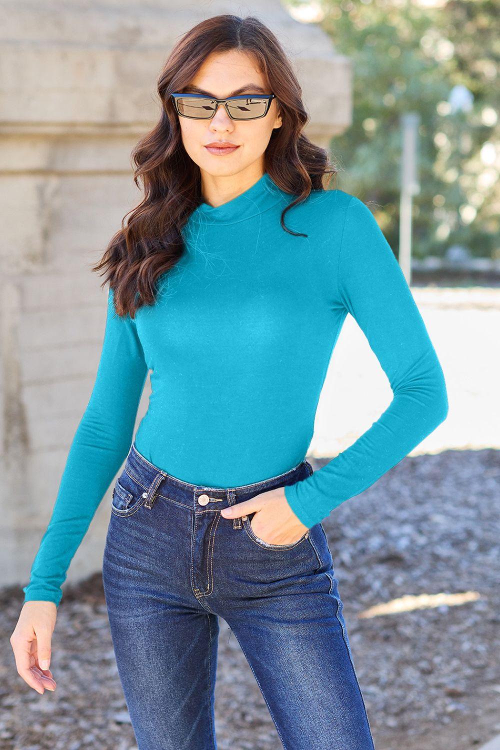 Basic Bae Full Size Mock Neck Long Sleeve Bodysuit Carauana Store