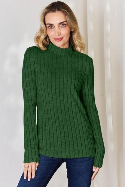 Basic Bae Full Size Ribbed Mock Neck Long Sleeve T-Shirt Carauana Store