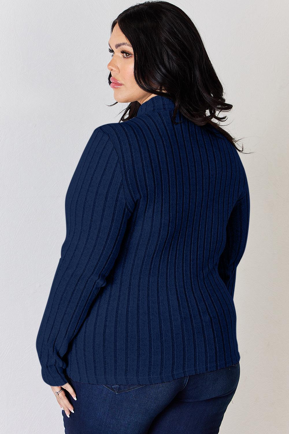 Basic Bae Full Size Ribbed Mock Neck Long Sleeve T-Shirt Carauana Store
