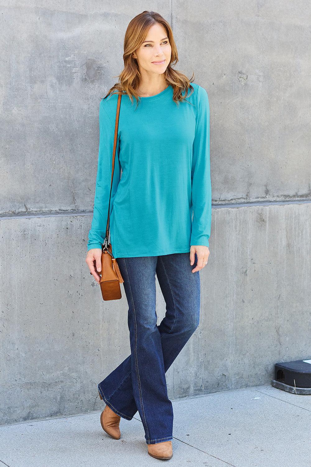 Basic Bae Full Size Round Neck Long Sleeve Top Carauana Store