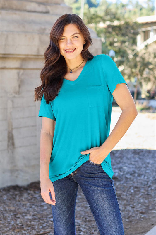 Basic Bae Full Size V-Neck Short Sleeve T-Shirt Carauana Store