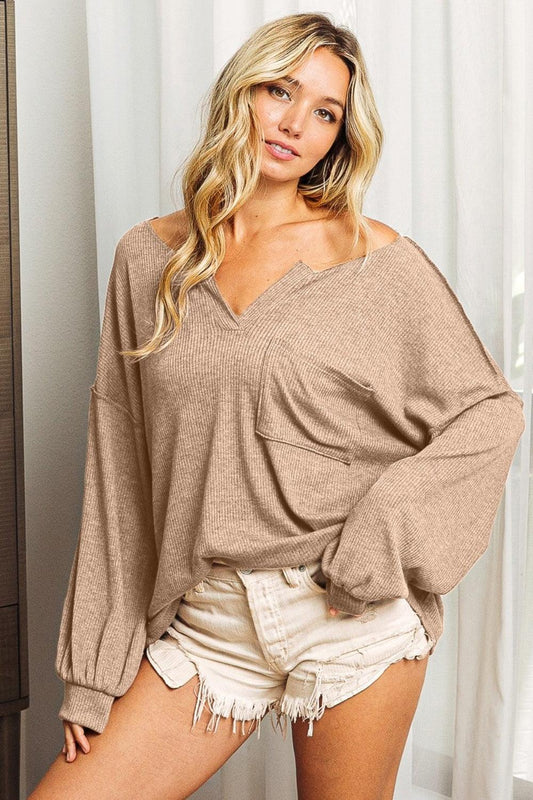 BiBi Exposed Seam Long Sleeve Top Carauana Store