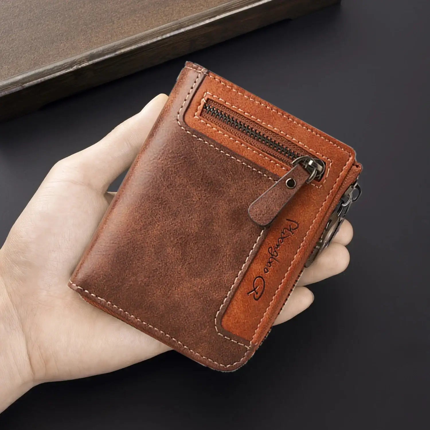 Premium Retro Short Men’s PU Leather Zipper Wallet CaRaUaNa Fashion