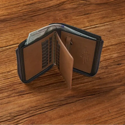 Premium Retro Short Men’s PU Leather Zipper Wallet CaRaUaNa Fashion