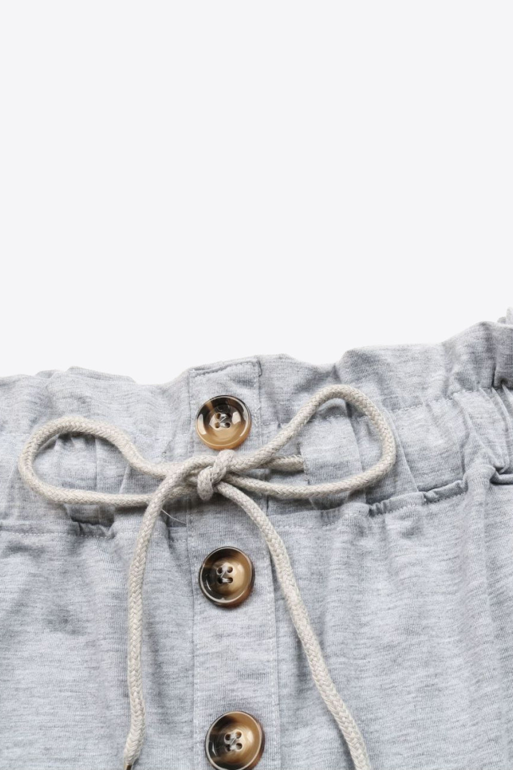 Buttoned Drawstring Waist Cuffed Shorts Carauana Store