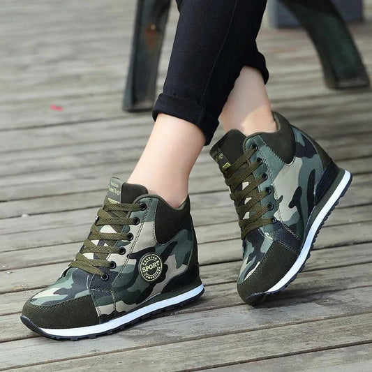 Carauana Women Camouflage 6.5cm Heel Height Increase Casual Shoes Carauana Store
