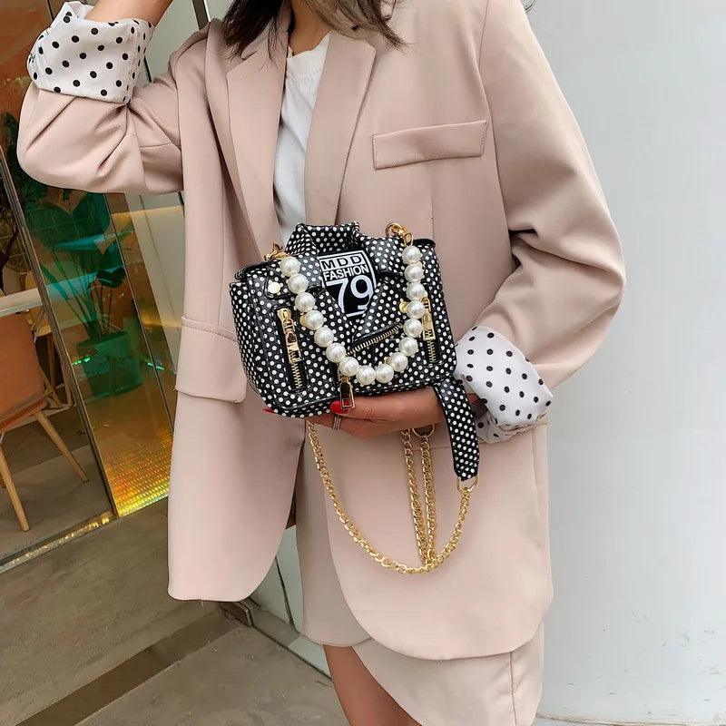 Chic Designer Women Messenger Bags with Pearl Handle and Chain Strap Carauana Store