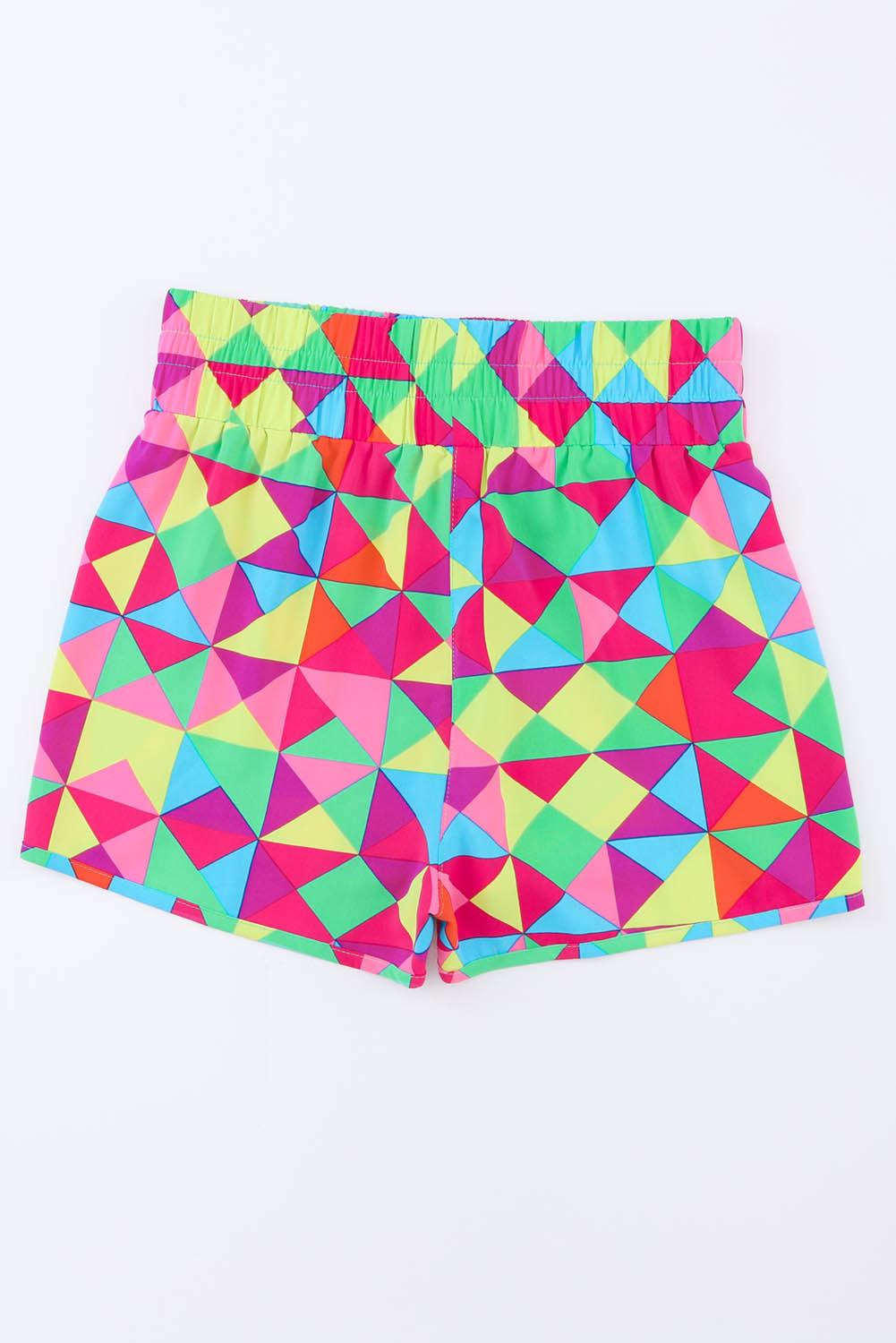 Color Block Elastic Waist Shorts Carauana Store