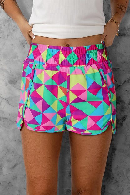 Color Block Elastic Waist Shorts Carauana Store