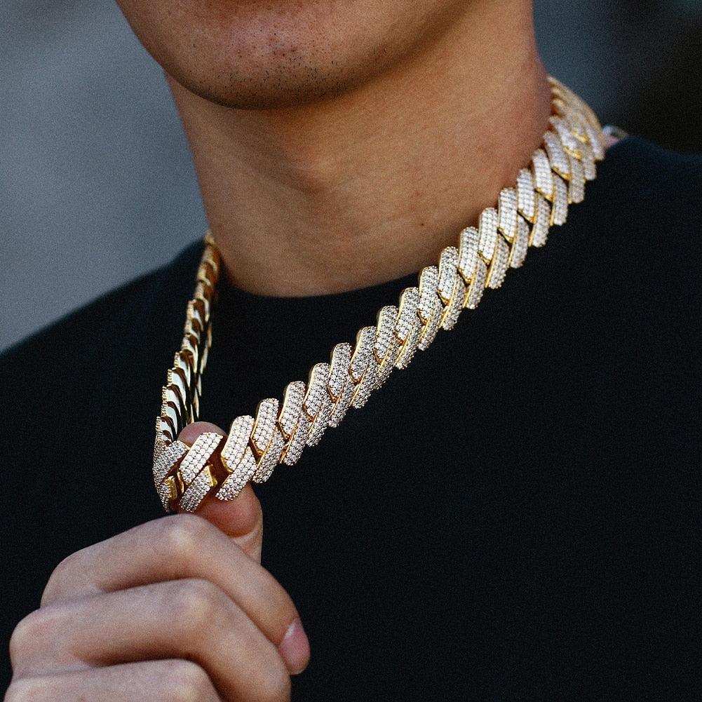 Cubic Zirconia Choker Necklace Bling Hip-Hop Jewelry Crystal Miami Cuban Chain With Box Clasp Carauana Store