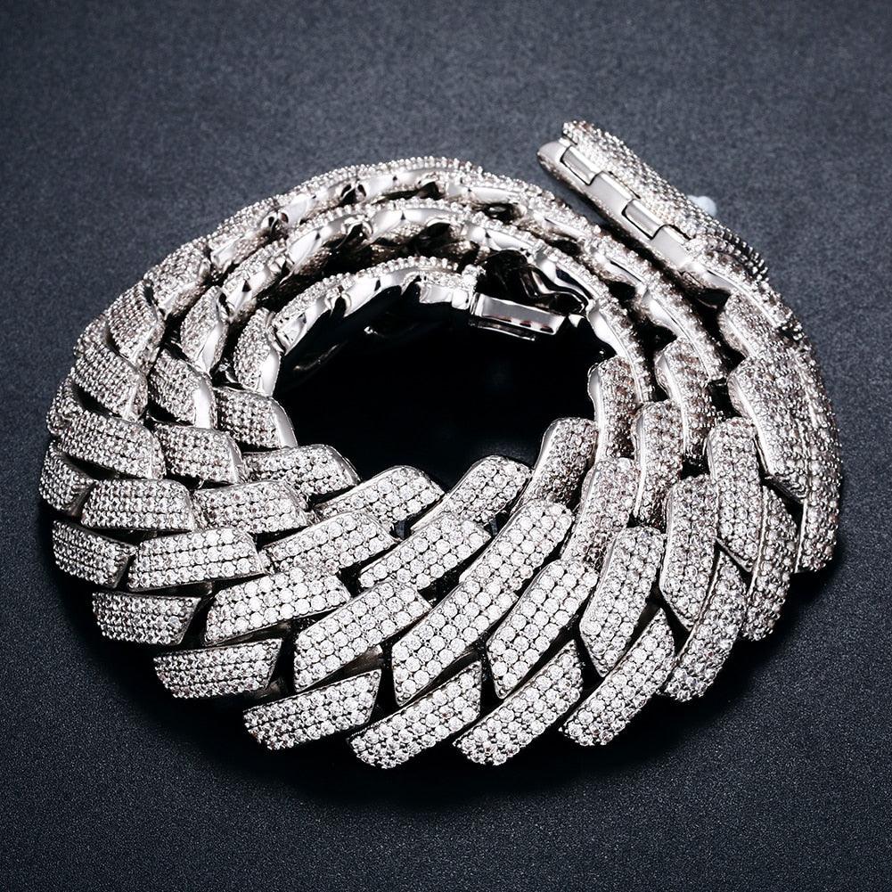 Cubic Zirconia Choker Necklace Bling Hip-Hop Jewelry Crystal Miami Cuban Chain With Box Clasp Carauana Store