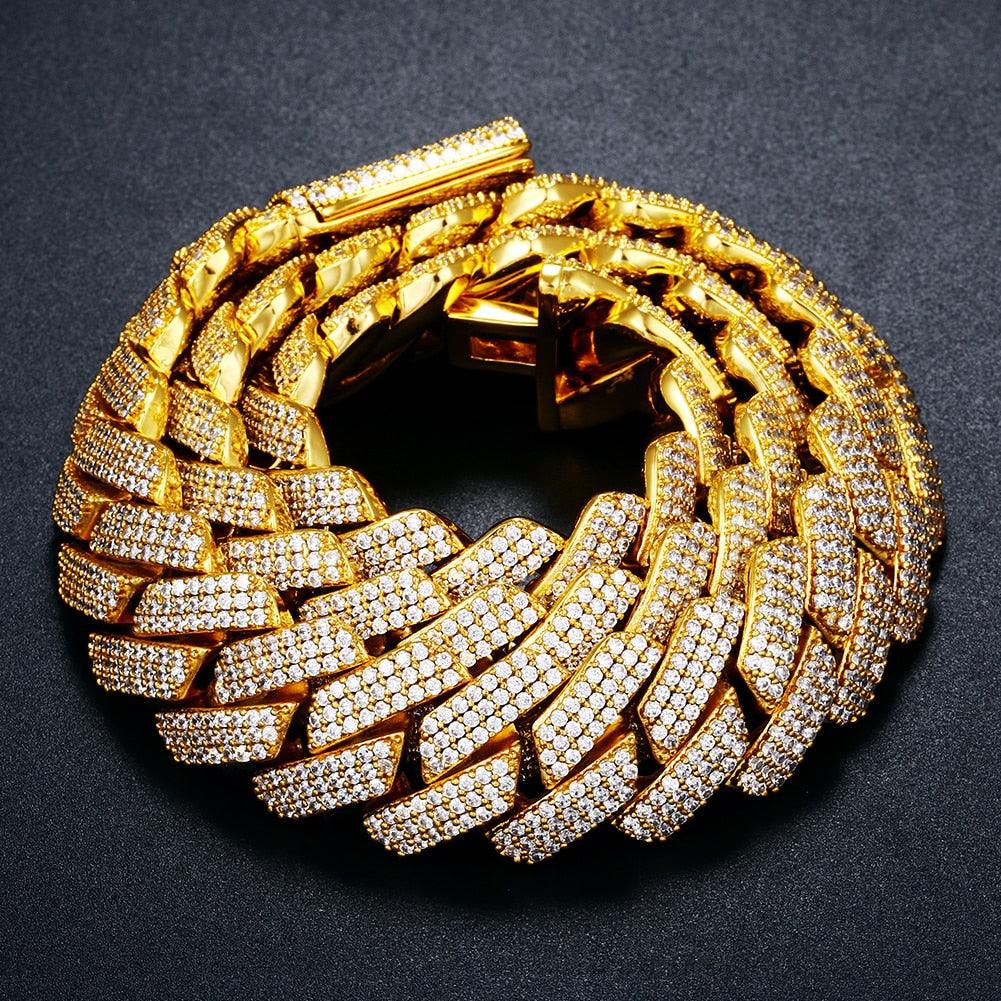 Cubic Zirconia Choker Necklace Bling Hip-Hop Jewelry Crystal Miami Cuban Chain With Box Clasp Carauana Store