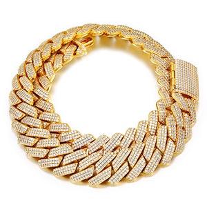 Cubic Zirconia Choker Necklace Bling Hip-Hop Jewelry Crystal Miami Cuban Chain With Box Clasp Carauana Store