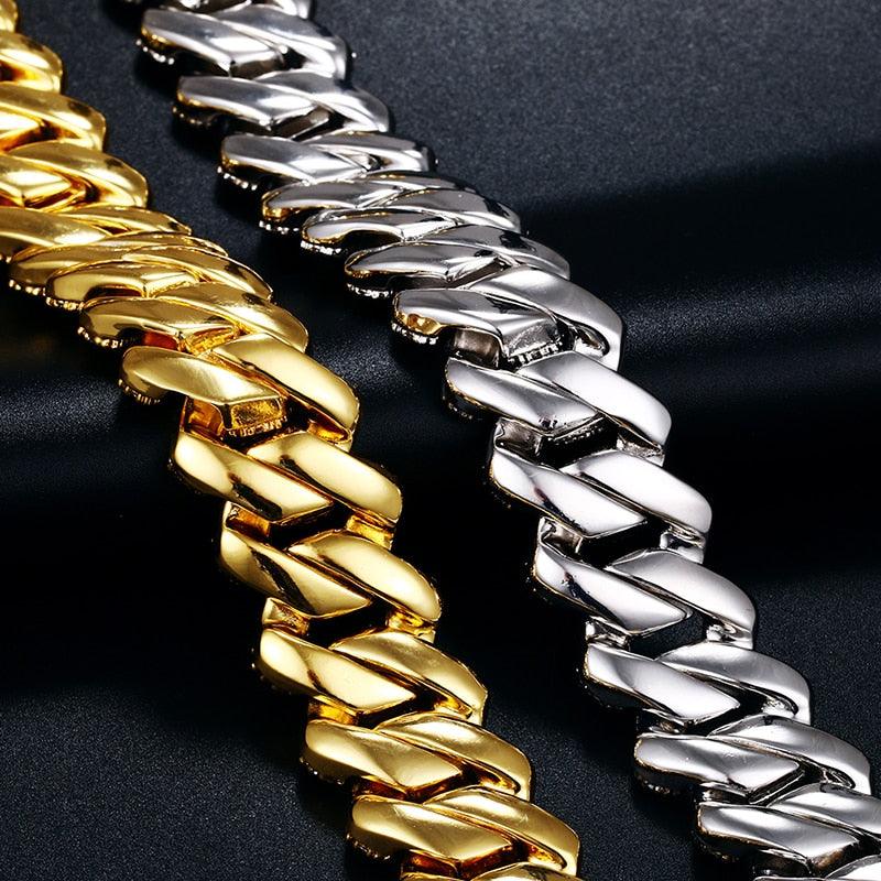 Cubic Zirconia Choker Necklace Bling Hip-Hop Jewelry Crystal Miami Cuban Chain With Box Clasp Carauana Store