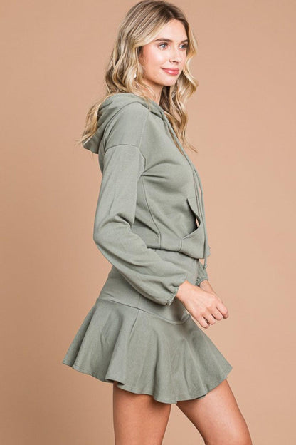 Culture Code Full Size Drawstring Dropped Shoulder Hooded Mini Dress Carauana Store