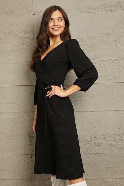 Culture Code Full Size Surplice Flare Ruching Dress Carauana Store