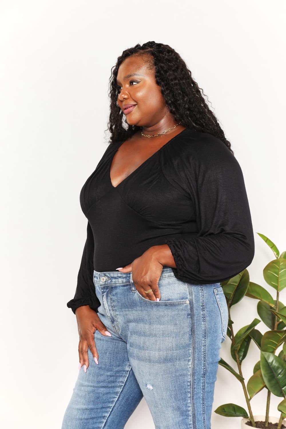 Culture Code Full Size V- Neck Bodysuit Carauana Store