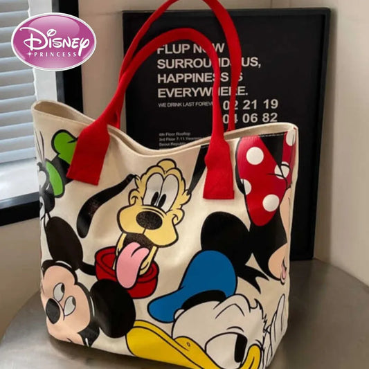 Disney Mickey Canvas Tote Bag Large Capacity CaRaUaNa Fashion