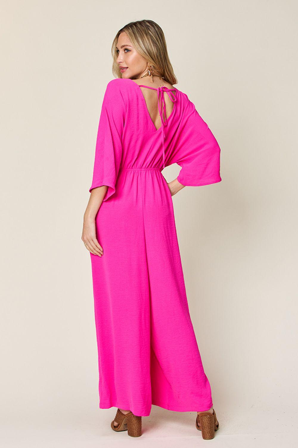 Double Take Full Size Half Sleeve Wide Leg Jumpsuit Carauana Store