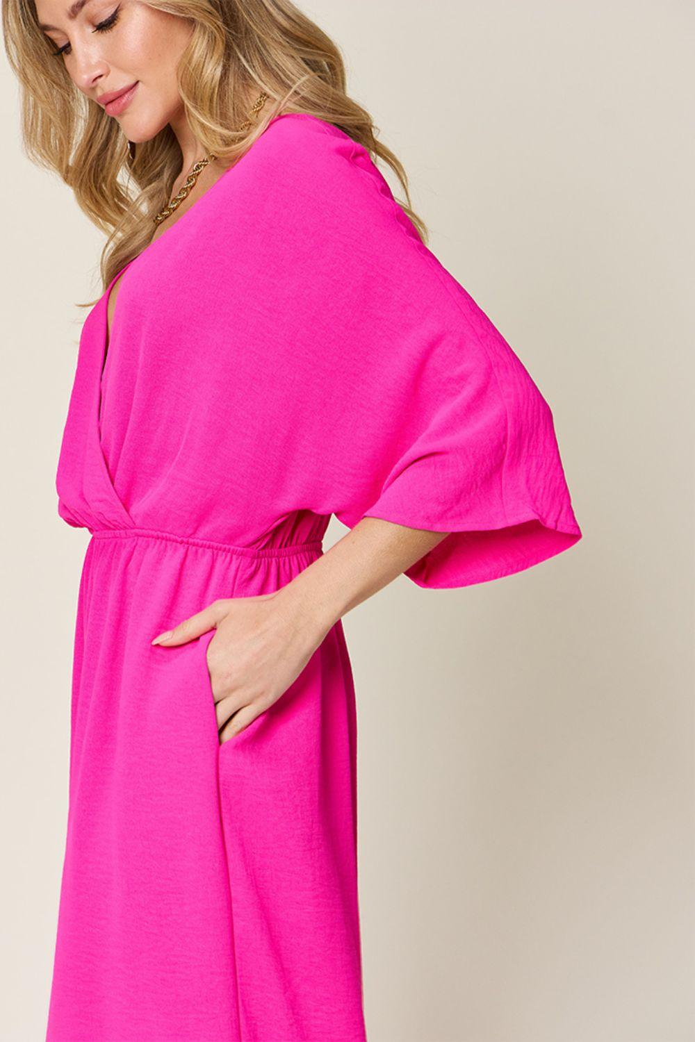 Double Take Full Size Half Sleeve Wide Leg Jumpsuit Carauana Store