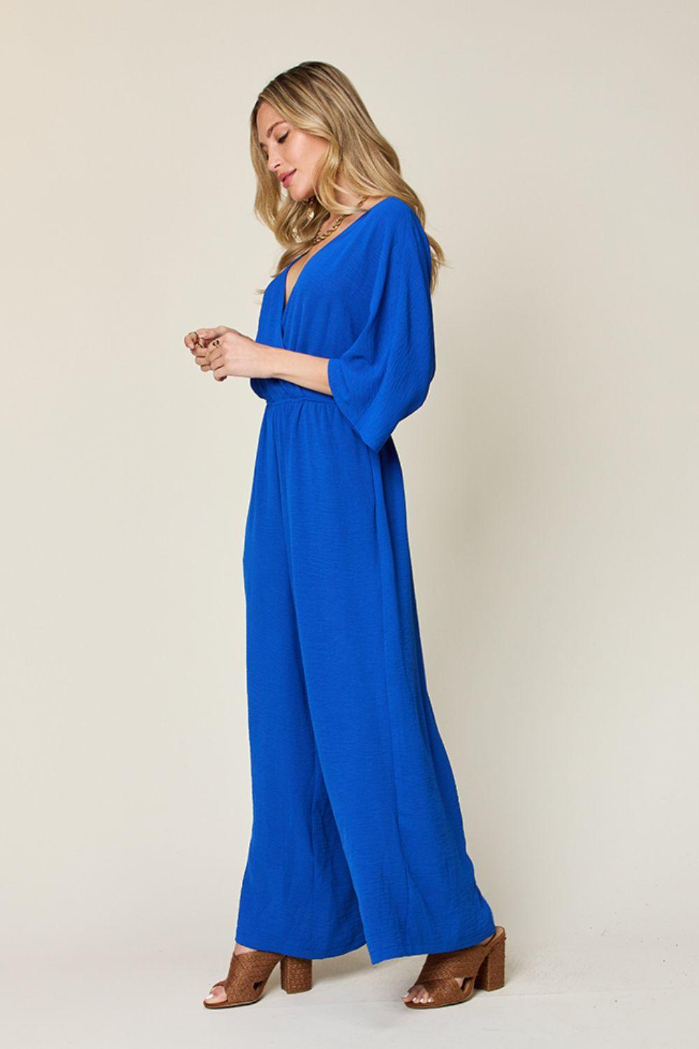 Double Take Full Size Half Sleeve Wide Leg Jumpsuit Carauana Store