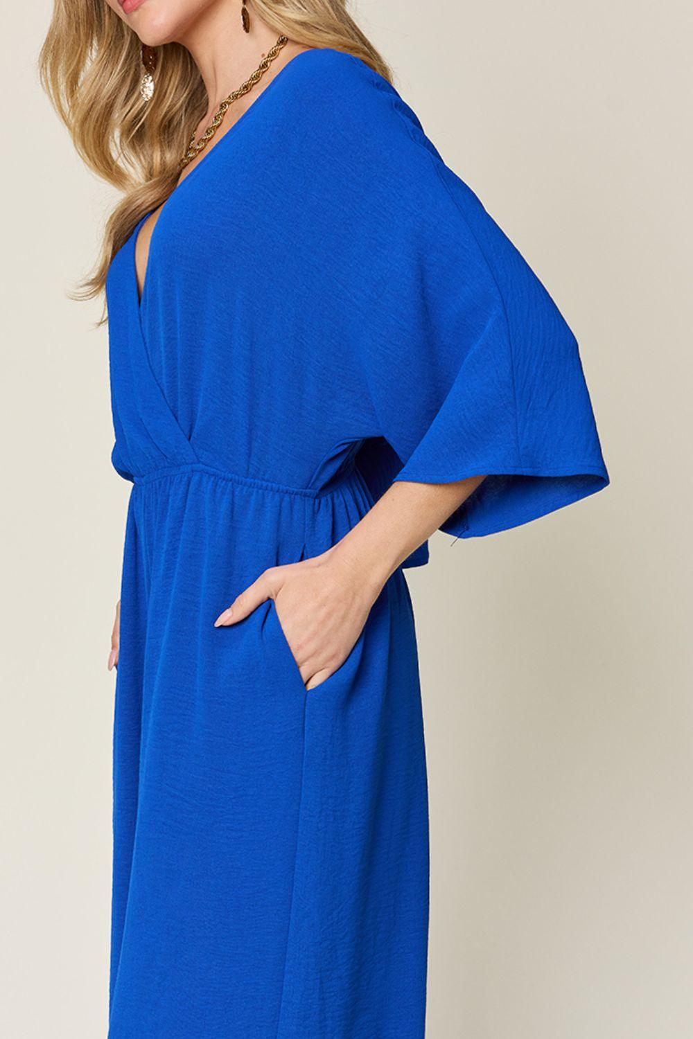 Double Take Full Size Half Sleeve Wide Leg Jumpsuit Carauana Store