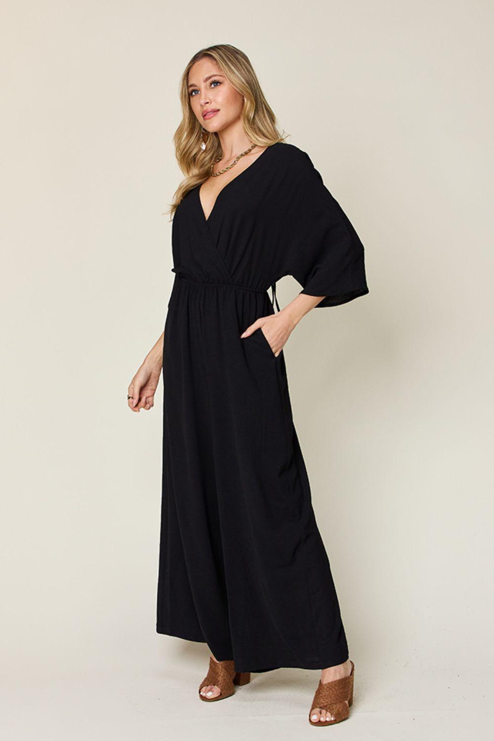 Double Take Full Size Half Sleeve Wide Leg Jumpsuit Carauana Store