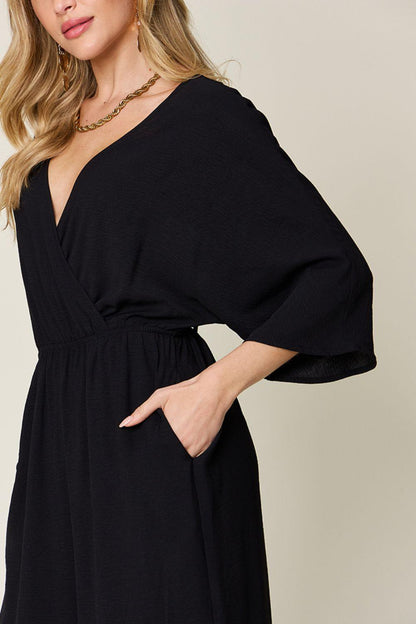 Double Take Full Size Half Sleeve Wide Leg Jumpsuit Carauana Store
