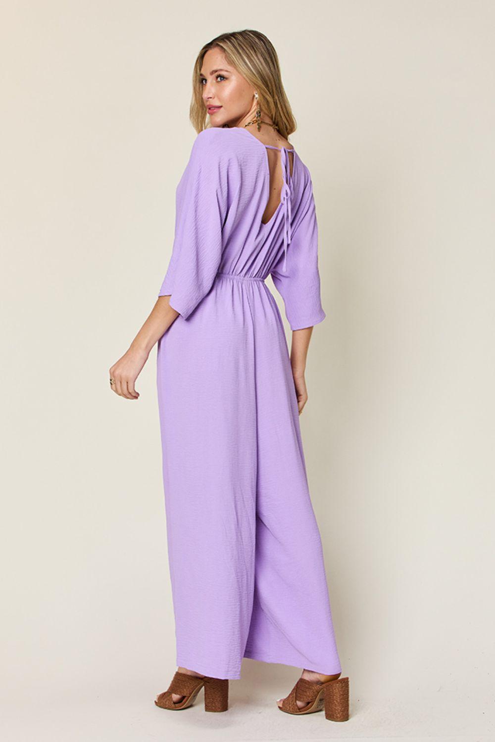 Double Take Full Size Half Sleeve Wide Leg Jumpsuit Carauana Store