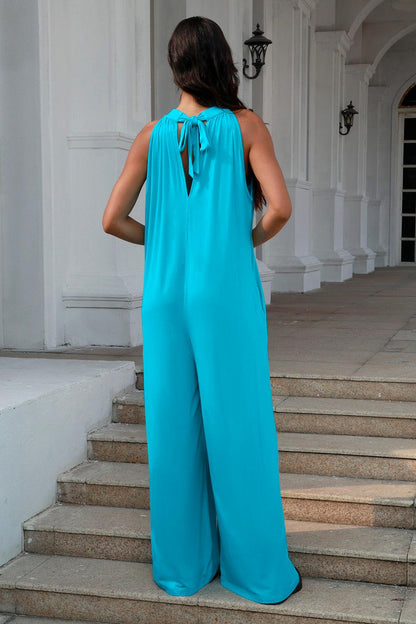 Double Take Full Size Tie Back Cutout Sleeveless Jumpsuit Carauana Store