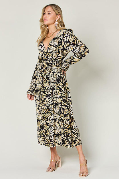 Double Take Full Size Tie Back Flounce Sleeve Dress Carauana Store
